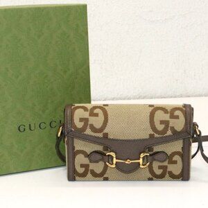 Gucci Horsebit 1955 Flap Crossbody Bag Jumbo GG Canvas Mini